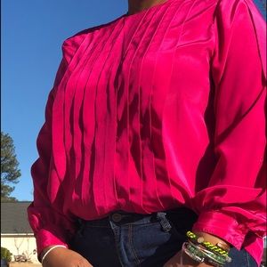 Pink pleated blouse Sz 18 P066